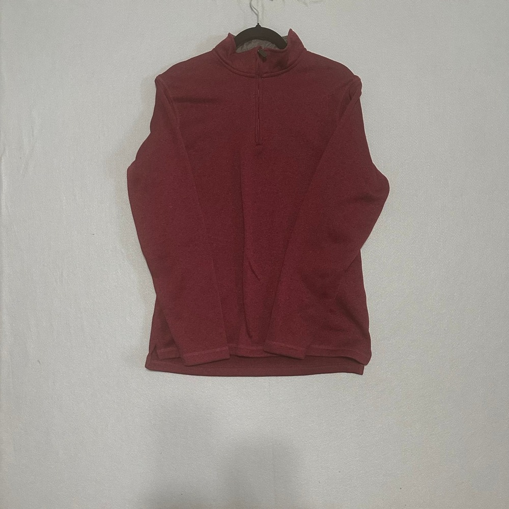 Wrangler Authentics Mens Burgundy Maroon Quarter Zip Fleece Pullover Sweater